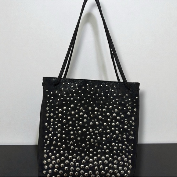 Zara Handbags - 372 Zara | EUC Women’s Black Studded Silver Domed Studs Tote Bag (sz 13Wx12Hx3D)